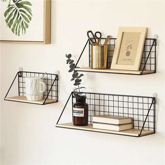 Metal and Wood Hanging Shelves